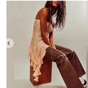 NEW Free People x Revolve Taylor Asymmetrical Coral Sequin tube top women Sz M